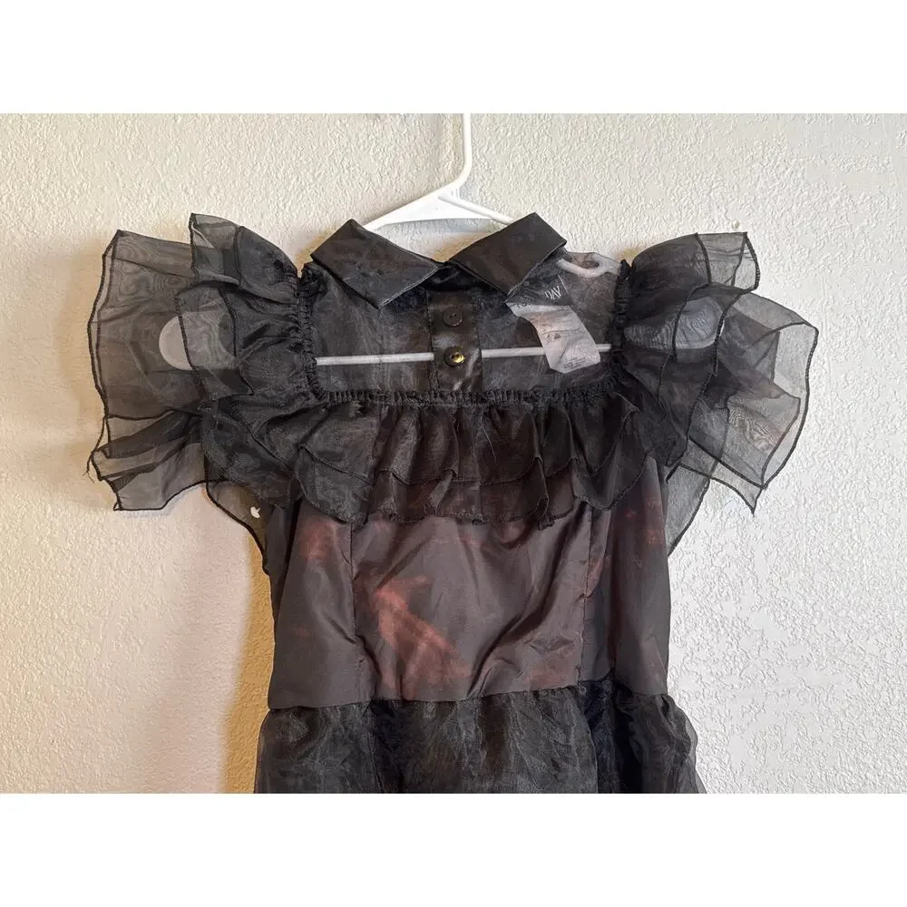 Wednesday Addams Rave'n Dance Costume Dress Nevermore Academy Black Girls Large
